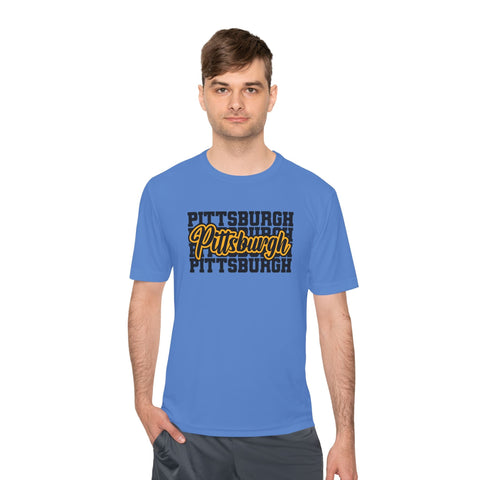 Pittsburgh Typography - Sport-Tek Unisex Moisture Wicking Tee T-Shirt - YinzerShop