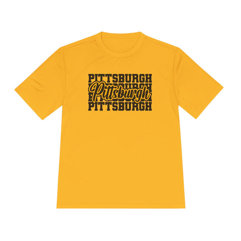 Pittsburgh Typography - Sport-Tek Unisex Moisture Wicking Tee T-Shirt - YinzerShop