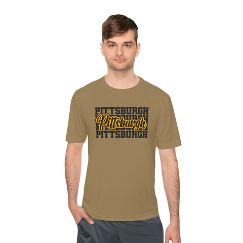 Pittsburgh Typography - Sport-Tek Unisex Moisture Wicking Tee T-Shirt - YinzerShop