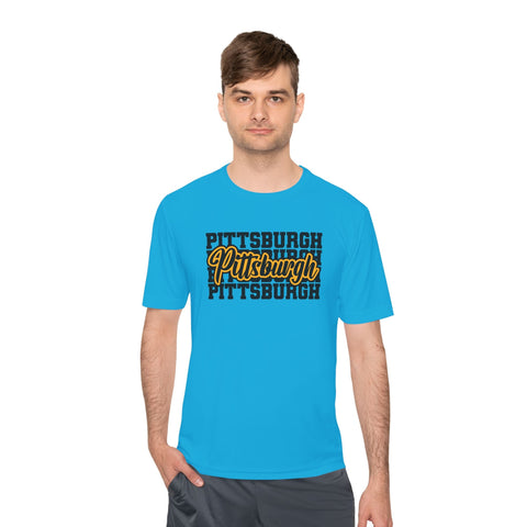 Pittsburgh Typography - Sport-Tek Unisex Moisture Wicking Tee T-Shirt - YinzerShop