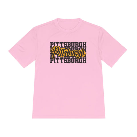 Pittsburgh Typography - Sport-Tek Unisex Moisture Wicking Tee T-Shirt - YinzerShop