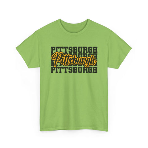 Pittsburgh Typography - Unisex Heavy Cotton Tee T-Shirt - YinzerShop