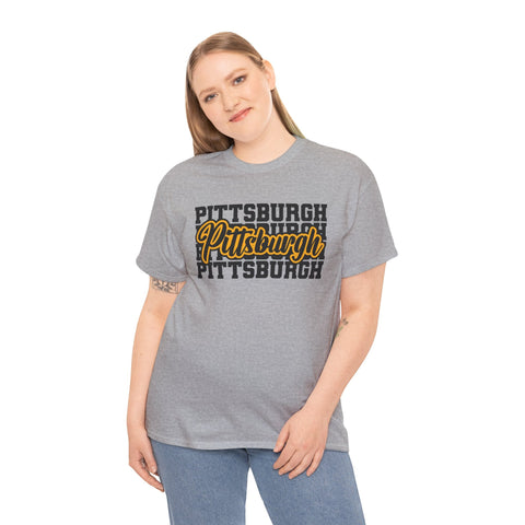Pittsburgh Typography - Unisex Heavy Cotton Tee T-Shirt - YinzerShop