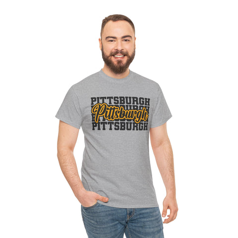 Pittsburgh Typography - Unisex Heavy Cotton Tee T-Shirt - YinzerShop