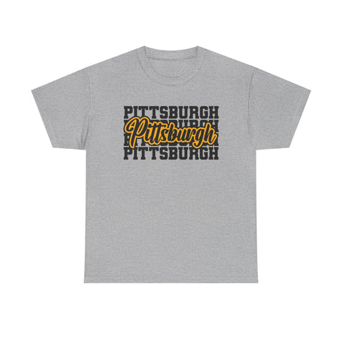 Pittsburgh Typography - Unisex Heavy Cotton Tee T-Shirt - YinzerShop