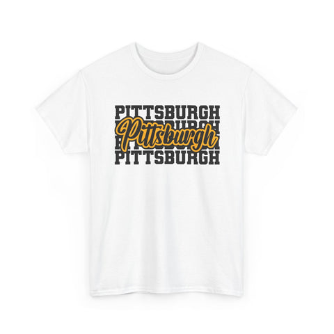 Pittsburgh Typography - Unisex Heavy Cotton Tee T-Shirt - YinzerShop