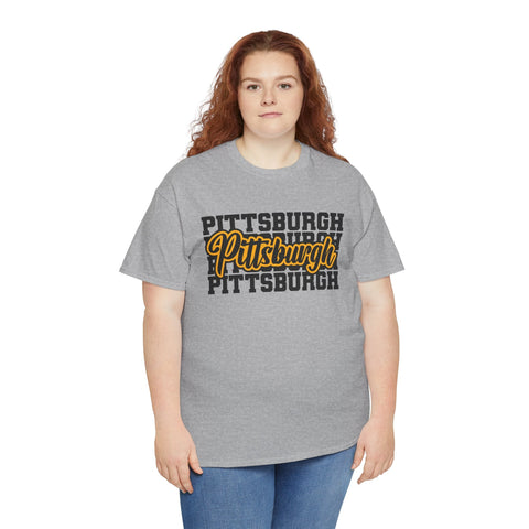 Pittsburgh Typography - Unisex Heavy Cotton Tee T-Shirt - YinzerShop