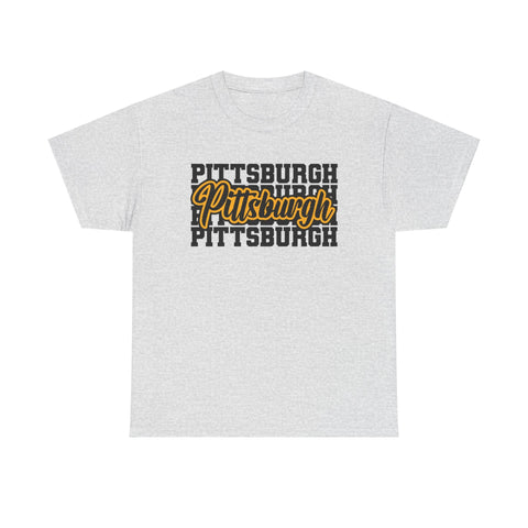 Pittsburgh Typography - Unisex Heavy Cotton Tee T-Shirt - YinzerShop