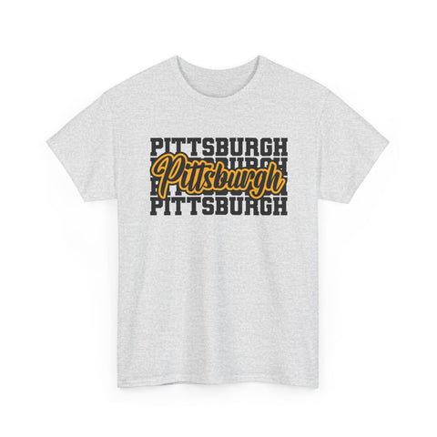 Pittsburgh Typography - Unisex Heavy Cotton Tee T-Shirt - YinzerShop