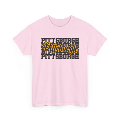 Pittsburgh Typography - Unisex Heavy Cotton Tee T-Shirt - YinzerShop