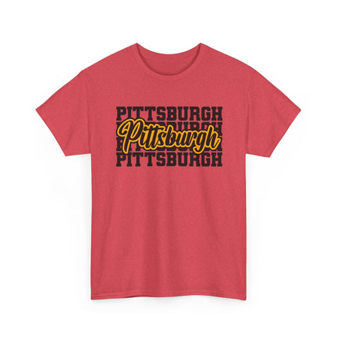 Pittsburgh Typography - Unisex Heavy Cotton Tee T-Shirt - YinzerShop