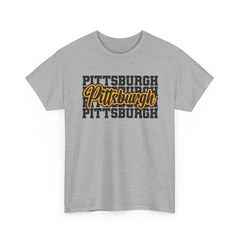 Pittsburgh Typography - Unisex Heavy Cotton Tee T-Shirt - YinzerShop