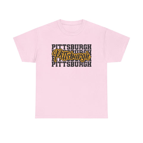 Pittsburgh Typography - Unisex Heavy Cotton Tee T-Shirt - YinzerShop