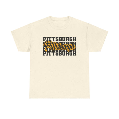 Pittsburgh Typography - Unisex Heavy Cotton Tee T-Shirt - YinzerShop