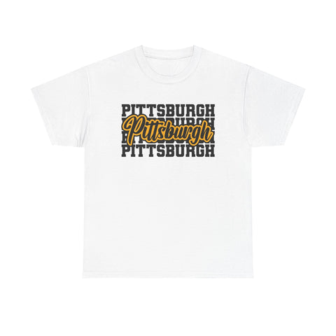 Pittsburgh Typography - Unisex Heavy Cotton Tee T-Shirt - YinzerShop