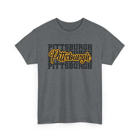 Pittsburgh Typography - Unisex Heavy Cotton Tee T-Shirt - YinzerShop
