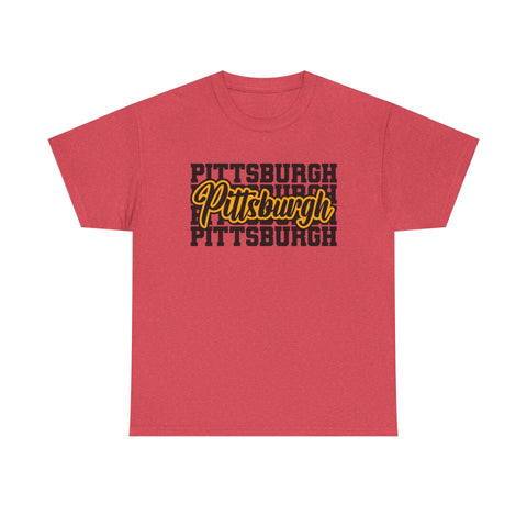 Pittsburgh Typography - Unisex Heavy Cotton Tee T-Shirt - YinzerShop