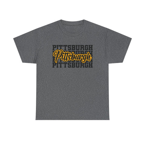 Pittsburgh Typography - Unisex Heavy Cotton Tee T-Shirt - YinzerShop