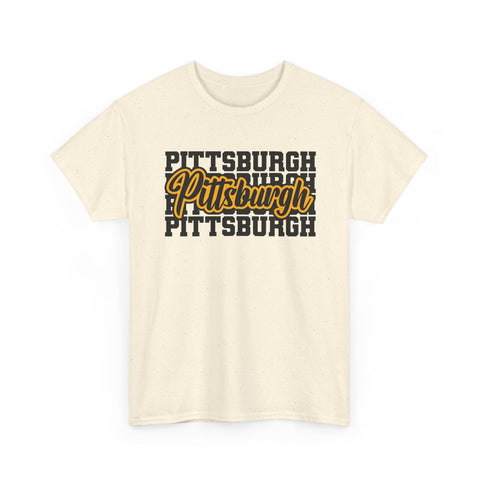 Pittsburgh Typography - Unisex Heavy Cotton Tee T-Shirt - YinzerShop