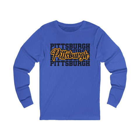 Pittsburgh Typography - Unisex Long Sleeve Tee Long Sleeve Shirt - YinzerShop