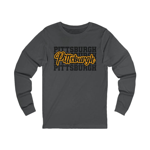 Pittsburgh Typography - Unisex Long Sleeve Tee Long Sleeve Shirt - YinzerShop