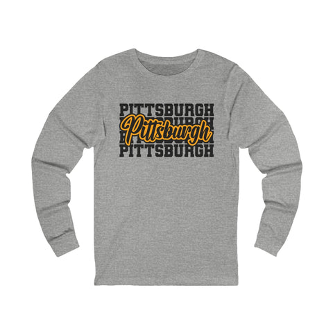Pittsburgh Typography - Unisex Long Sleeve Tee Long Sleeve Shirt - YinzerShop