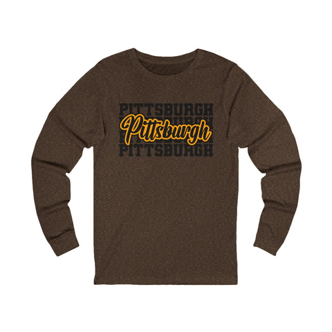 Pittsburgh Typography - Unisex Long Sleeve Tee Long Sleeve Shirt - YinzerShop