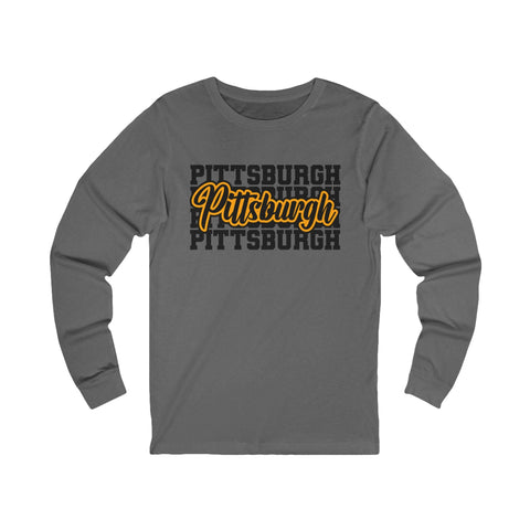Pittsburgh Typography - Unisex Long Sleeve Tee Long Sleeve Shirt - YinzerShop