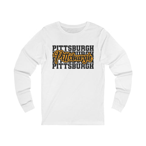 Pittsburgh Typography - Unisex Long Sleeve Tee Long Sleeve Shirt - YinzerShop