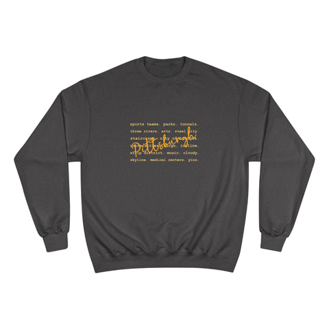Pittsburgh Typography Word Art Champion S600 Sweatshirt Sweatshirt - YinzerShop
