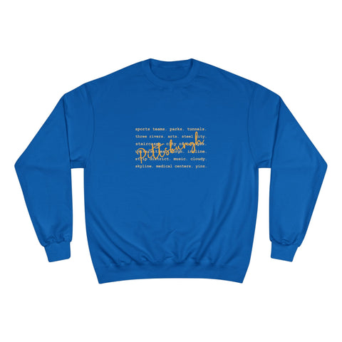 Pittsburgh Typography Word Art Champion S600 Sweatshirt Sweatshirt - YinzerShop