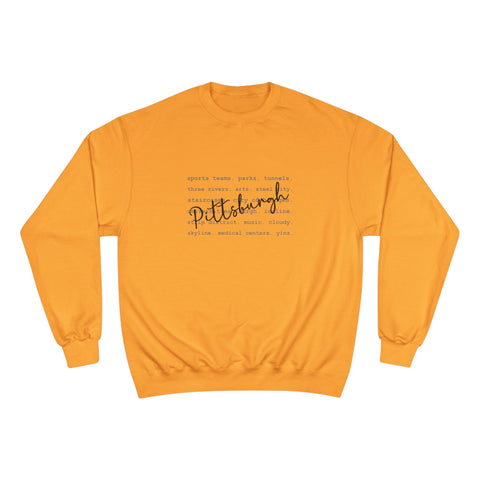 Pittsburgh Typography Word Art Champion S600 Sweatshirt Sweatshirt - YinzerShop