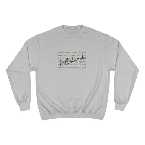 Pittsburgh Typography Word Art Champion S600 Sweatshirt Sweatshirt - YinzerShop