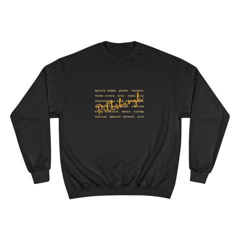 Pittsburgh Typography Word Art Champion S600 Sweatshirt Sweatshirt - YinzerShop