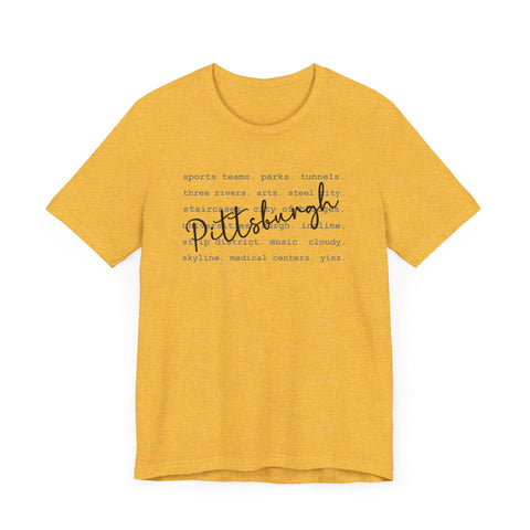 Pittsburgh Typography Word Art Short Sleeve Premium T-Shirt T-Shirt - YinzerShop
