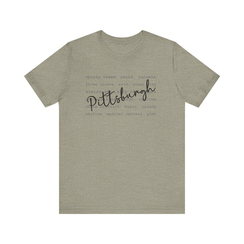 Pittsburgh Typography Word Art Short Sleeve Premium T-Shirt T-Shirt - YinzerShop