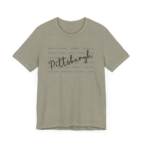 Pittsburgh Typography Word Art Short Sleeve Premium T-Shirt T-Shirt - YinzerShop