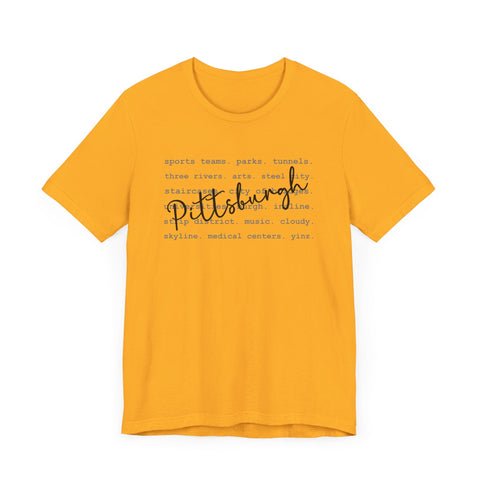 Pittsburgh Typography Word Art Short Sleeve Premium T-Shirt T-Shirt - YinzerShop