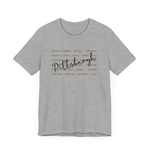 Pittsburgh Typography Word Art Short Sleeve Premium T-Shirt T-Shirt - YinzerShop