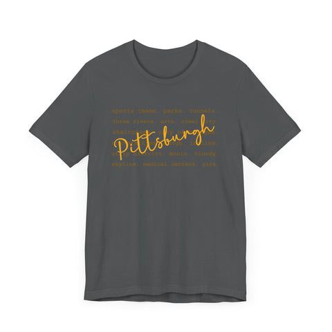 Pittsburgh Typography Word Art Short Sleeve Premium T-Shirt T-Shirt - YinzerShop