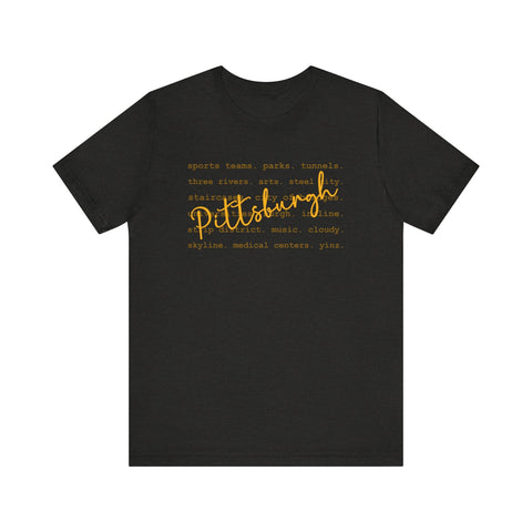 Pittsburgh Typography Word Art Short Sleeve Premium T-Shirt T-Shirt - YinzerShop