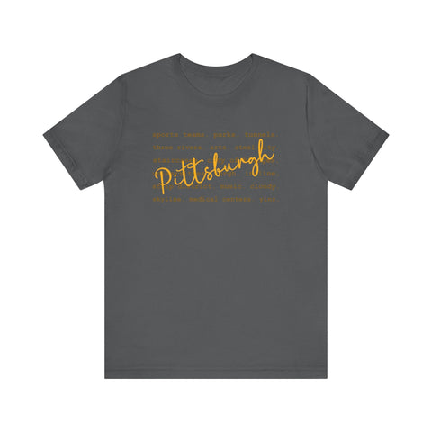 Pittsburgh Typography Word Art Short Sleeve Premium T-Shirt T-Shirt - YinzerShop