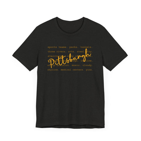 Pittsburgh Typography Word Art Short Sleeve Premium T-Shirt T-Shirt - YinzerShop