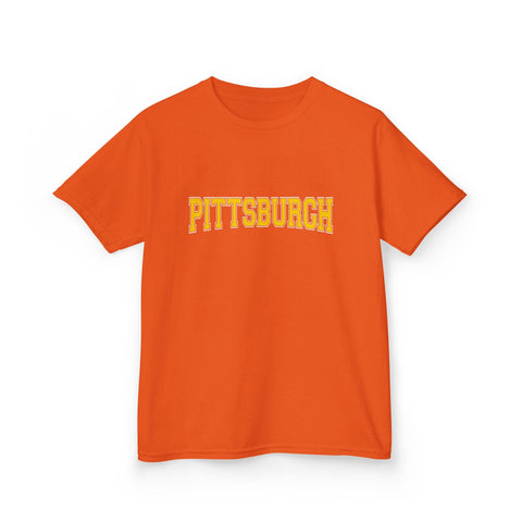 Pittsburgh Varsity Letters Kids Graphic T-Shirt Kids Apparel - YinzerShop