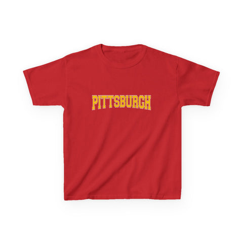 Pittsburgh Varsity Letters Kids Graphic T-Shirt Kids Apparel - YinzerShop