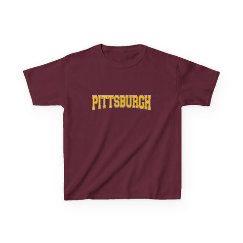 Pittsburgh Varsity Letters Kids Graphic T-Shirt Kids Apparel - YinzerShop
