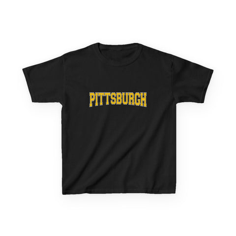 Pittsburgh Varsity Letters Kids Graphic T-Shirt Kids Apparel - YinzerShop