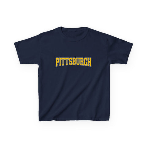 Pittsburgh Varsity Letters Kids Graphic T-Shirt Kids Apparel - YinzerShop