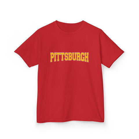 Pittsburgh Varsity Letters Kids Graphic T-Shirt Kids Apparel - YinzerShop