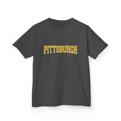 Pittsburgh Varsity Letters Kids Graphic T-Shirt Kids Apparel - YinzerShop